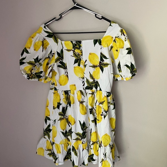 English Factory Yellow Lemon Print Mini Dress Size Large - Picture 8 of 9